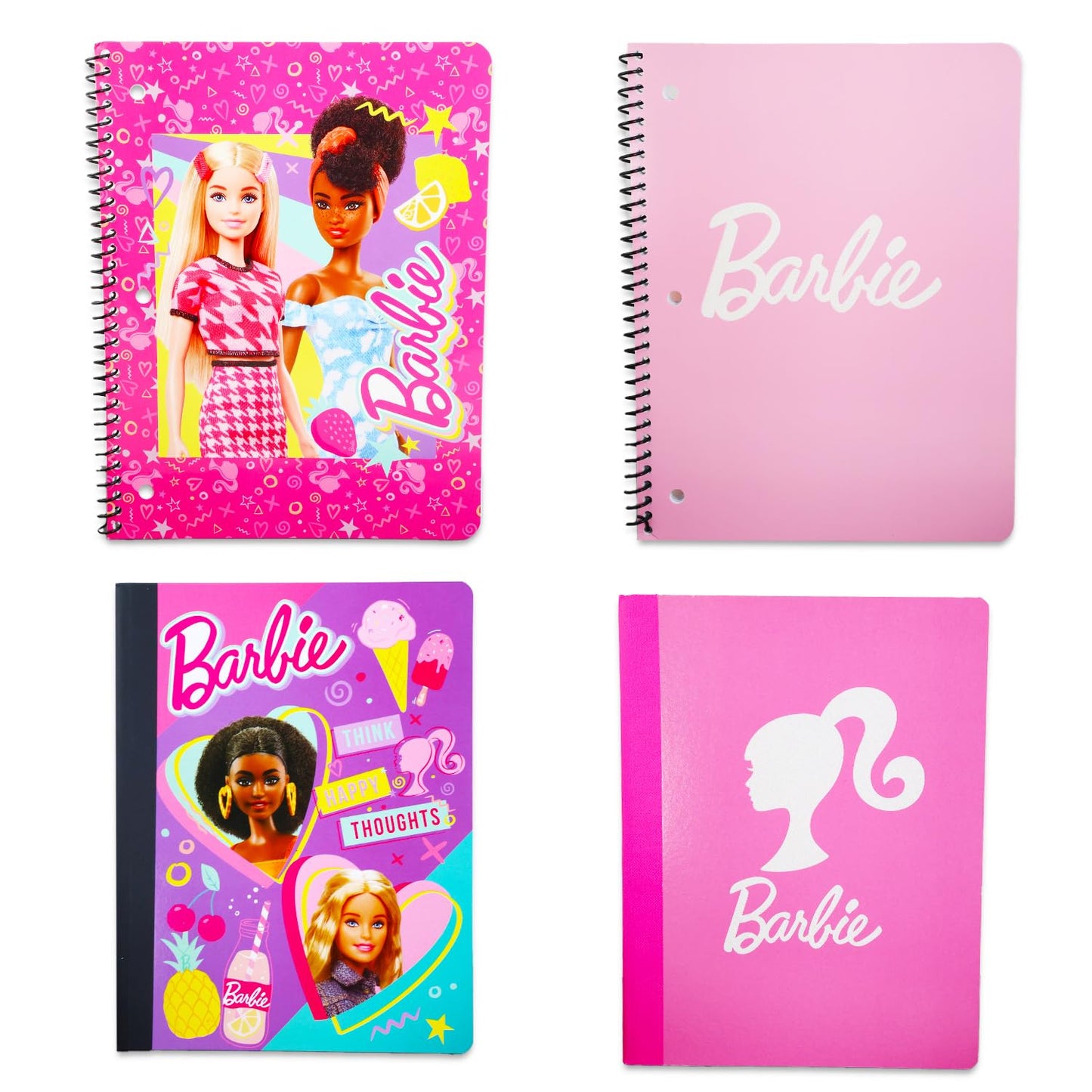 Barbie Notebooks for School - Bundle Includes 4 Notebooks for Kids Plus Stickers, Bookmark, More School Supplies for Girls, Kids
