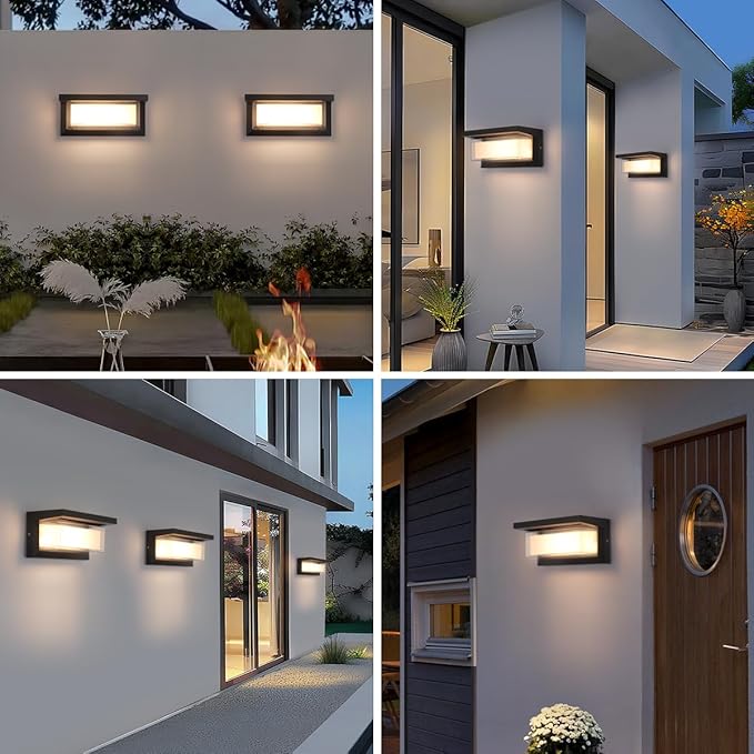 Outdoor Modern Wall Sconce Lights,15%-100% Dimmable Indoor Wall Light Fixtures,3000K/4000K/6500K Adjustable,24W Exterior Wall Lighting,Waterproof Outdoor Porch Light,2160LM Indoor Wall Sconce 1 Pack