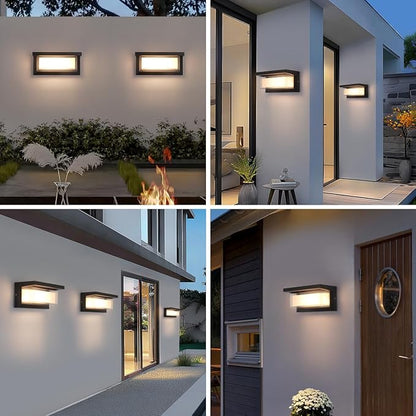 Exterior Wall Lighting,15%-100% Dimmable Indoor Wall Light Fixtures,3000K/4000K/6500K Adjustable,24W Outdoor Porch Light,Waterproof Outdoor Modern Wall Sconce Lights,2160LM Indoor Wall Sconce 4 Pack