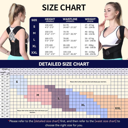VOKOKOYA Posture Corrector for Women and Men,Adjustable Shoulder Straightener,Back Support Brace,Upper Spine scoliosis, hunchback Black Medium