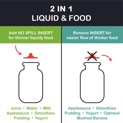 Aqua 6 oz Squeasy Snacker Spill Proof Silicone Reusable Food Pouch - for Both Soft Foods and Liquids - Water, Apple Sauce, Yogurt, Smoothies, Baby Food - Dishwasher Safe