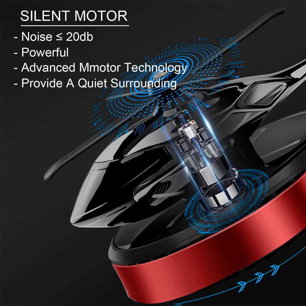NICEADA Al Alloy Solar Powered Rotating Helicopter Shape Car air purifier, Home and Car Interior Decoration Accessories (Red)