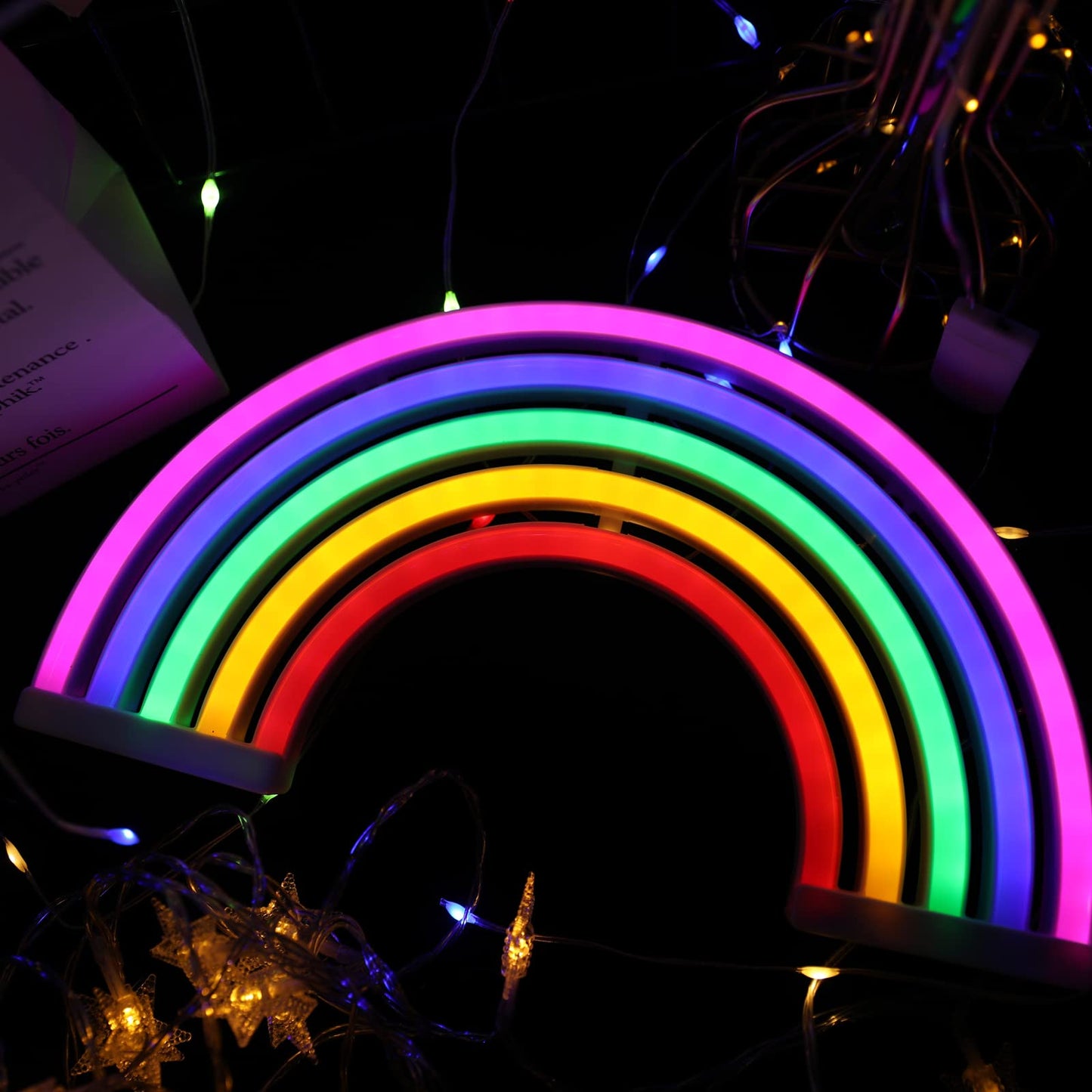 ENUOLI Rainbow Neon Light Signs Wall Decoration USB Powered or Battery Night Light LED Neon Decor Sign Lamp for Dorm Room Bedroom Table Christmas Party Birthday Party Wedding Kids Room Kids Gift