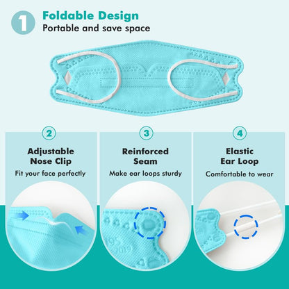 LEMENT KN95 Face Masks - 100 Pack Breathable Comfortable Disposable Masks For Adult, Filter Efficiency≥95%, Elastic Ear Loops, Blue