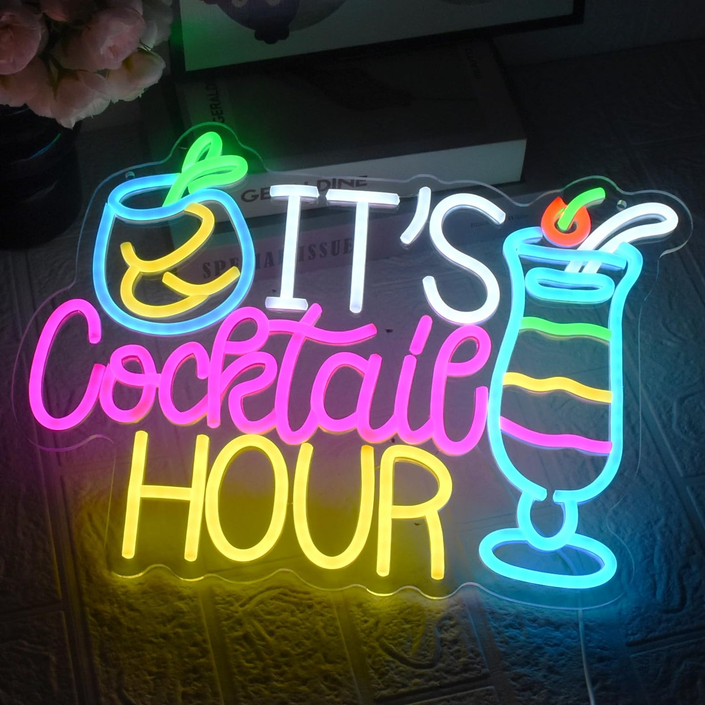 UExnkj-Y Cocktail Neon Sign It's Cocktail Hour Neon Light USB Dimmable LED Beer Signs for Beer Bar Coffee Cafe Home Pub Man Cave Stores Hotel Party Window Wall Decor Restaurant