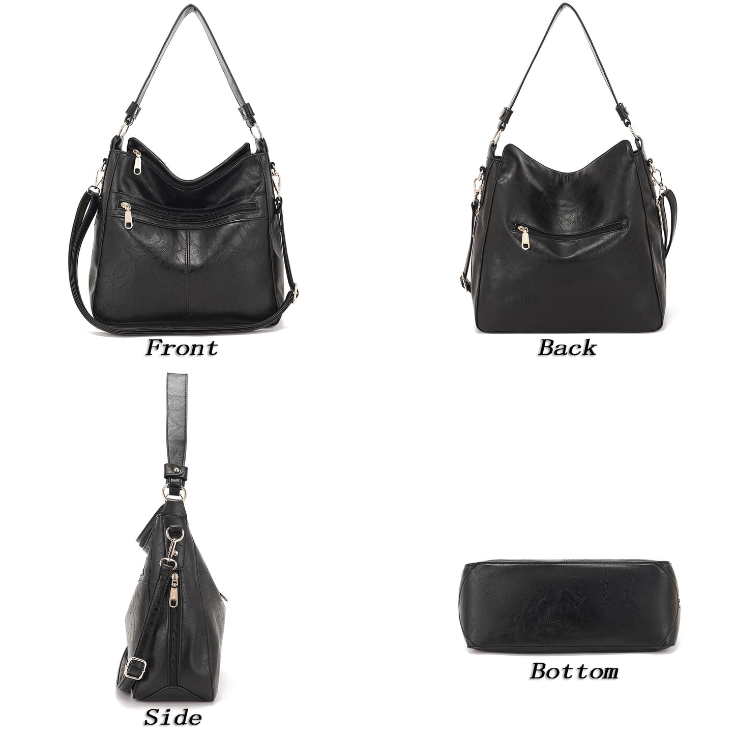 Purses For Women Handbags And Wallet Set Large Hobo Crossbody Bag Ladies Purse Totes 4 PCS Black