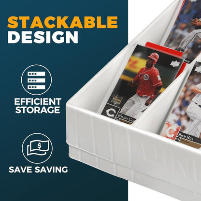 Card Sorting Tray - Stackable 15-Compartment Organizer for Trading Cards | Includes 15 Dividers, White