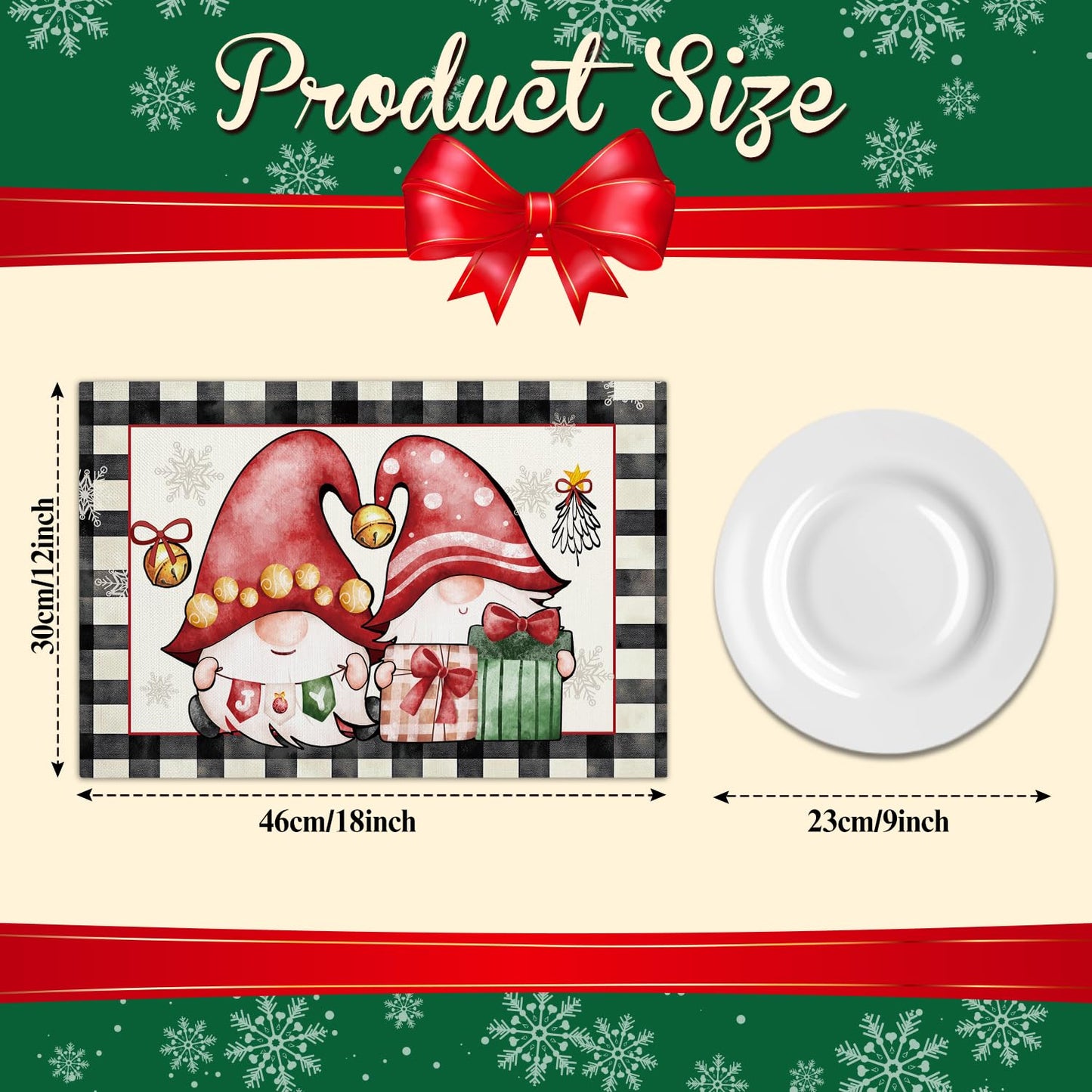 Funny Santa Snowflakes Christmas Placemats Set of 4 Winter Gifts for Christmas Women Rustic Holiday Placemats Decor for Xmas Party Outdoor Home Kitchen Dining Recyclable Table Mats 12x18 inch - DH720