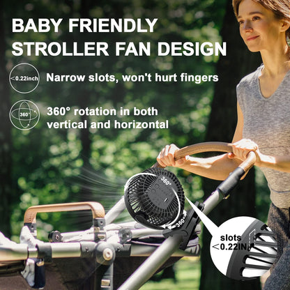 OUTERFAN Portable Fan with Remote Control & Timer & LED Lights, 60hrs 12000mAh USB Rechargeable Battery，Clamp/Hanging/Stand Up, Small Clip on Fan for Baby Stroller, Bed, Desk, Camping Tent, Travel