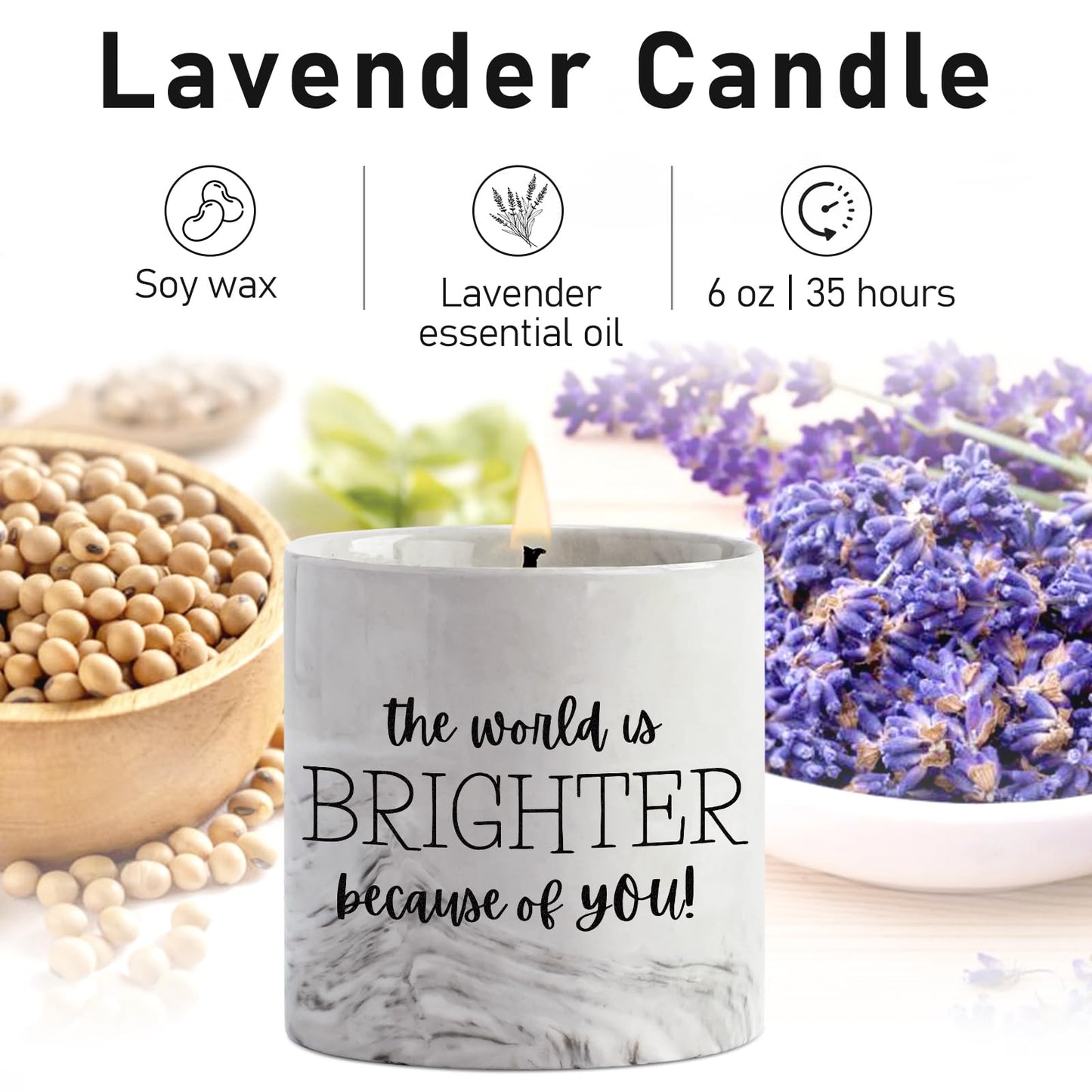 FreeJac Friendship Candle Gifts - Thank You Gift for Women, Mom, Teacher, Sister - Best Friend BFF Birthday Gifts Inspirational Lavender Candle Jar 6 Oz