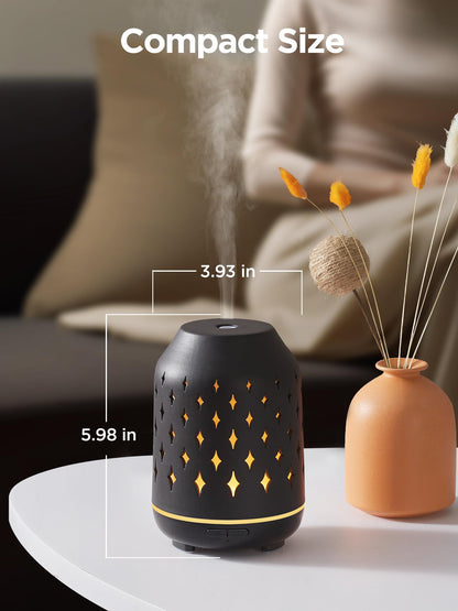 InnoGear Aromatherapy Diffuser, 150ml Ceramic Diffuser Ultrasonic Humidifier Cool Mist Essential Oil Diffusers for Home Air Diffuser with 2 Mist Modes Waterless Auto Off, White