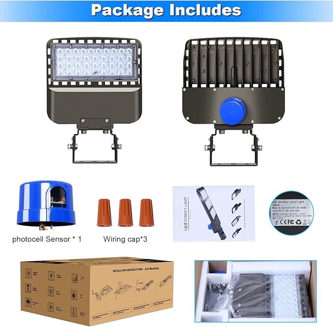 22500LM LED Parking lot Lights Commercial with Trunnion Eqv 600W Bright Wall Mount Dusk to Dawn 150W LED FloodLights Outdoor 85-277V IP65 Waterproof 5500K Shoebox Barn Light for Yard