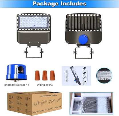 22500LM LED Parking lot Lights Commercial with Trunnion Eqv 600W Bright Wall Mount Dusk to Dawn 150W LED FloodLights Outdoor 85-277V IP65 Waterproof 5500K Shoebox Barn Light for Yard