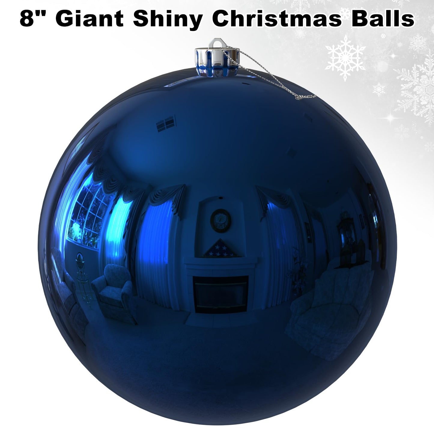 Navy Blue 8.0" Extra Large Christmas Balls Ornaments - Christmas Tree Decorations Shatterproof Shiny Hanging Balls for Birthday Holiday Wedding Decorations Set of 2pcs