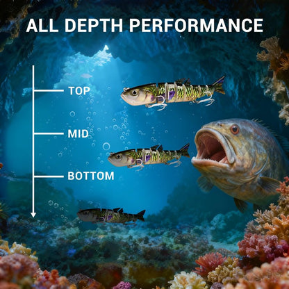 Keenjorika 3Pcs 8 Segment Swimbait Fishing Lure, Realistic Hard Bait with 3D Eyes & Natural Swimming Action, Slow Sinking Artificial Lure for Bass, Pike, Walleye, Trout, Freshwater Saltwater Fishing