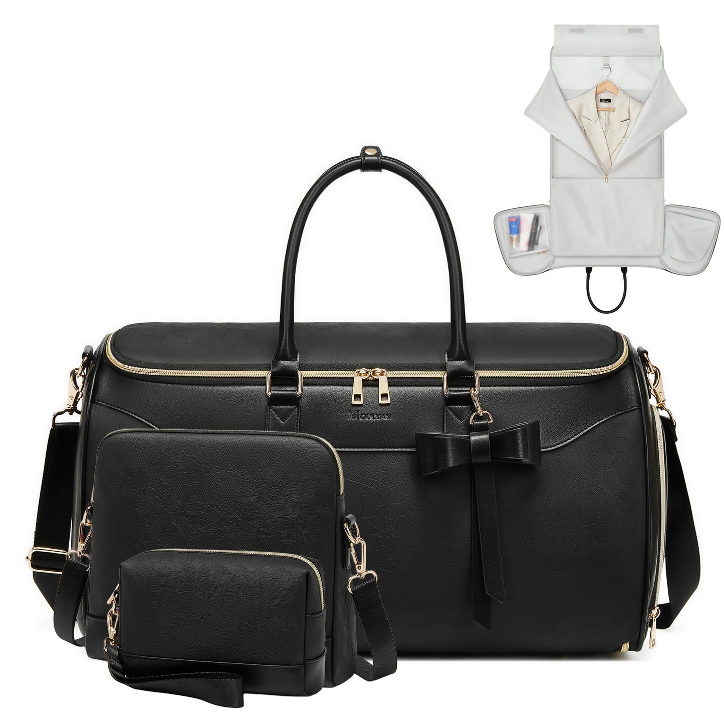 Garment Bags for Travel,45L Carry on Convertible Garment Duffle bag for Men Women - 3 in 1 Hanging Suit Travel Bag with Shoulder Strap (Black-A)