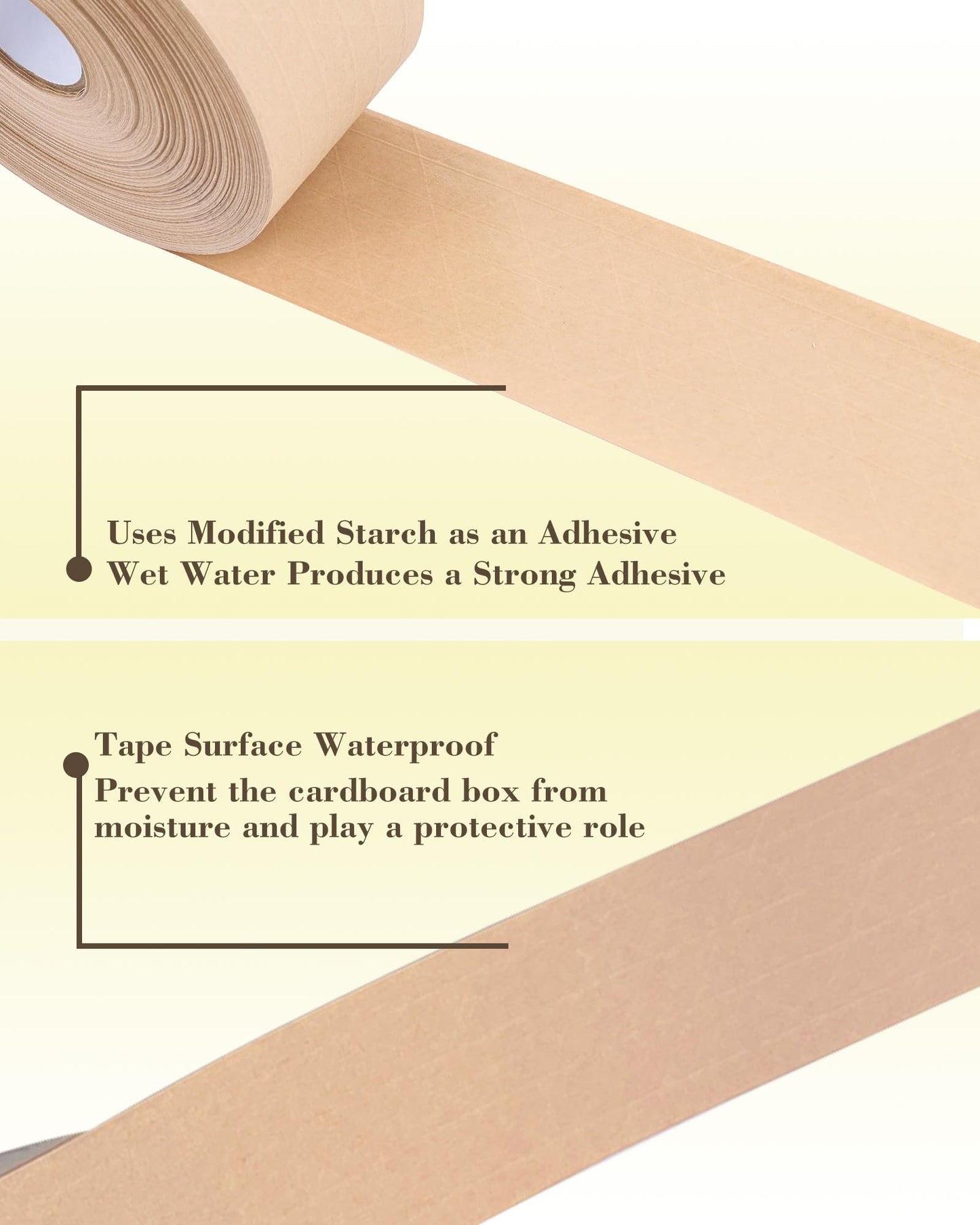 Lichamp 6-Pack Water Activated Kraft Paper Packing Tape, 2" x165 ft Heavy-Duty Eco-Friendly Packaging Tape, Writable & Recyclable for Shipping, Moving, Ecommerce Boxes