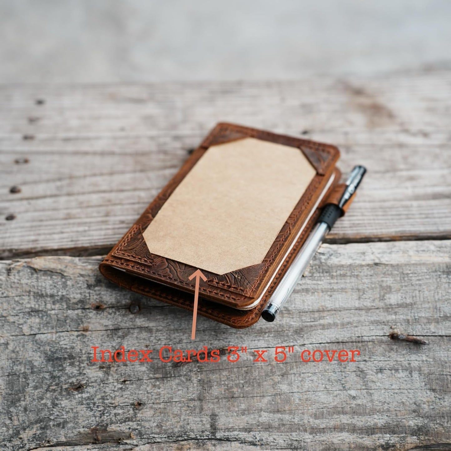 JJNUSA Personalized Distressed Genuine Leather Notebook Notepad Cover for Field Notes with travel Index Cards 3" x 5" cover fieldnotes Cover