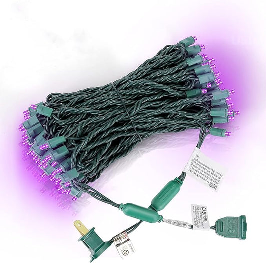 100 Counts Purple LED Halloween Lights – 50ft 5mm Purple Christmas Lights Outdoor Commercial Grade Waterproof, Indoor Halloween Party Decorations, Green Wire Purple String Lights, UL, IP:65