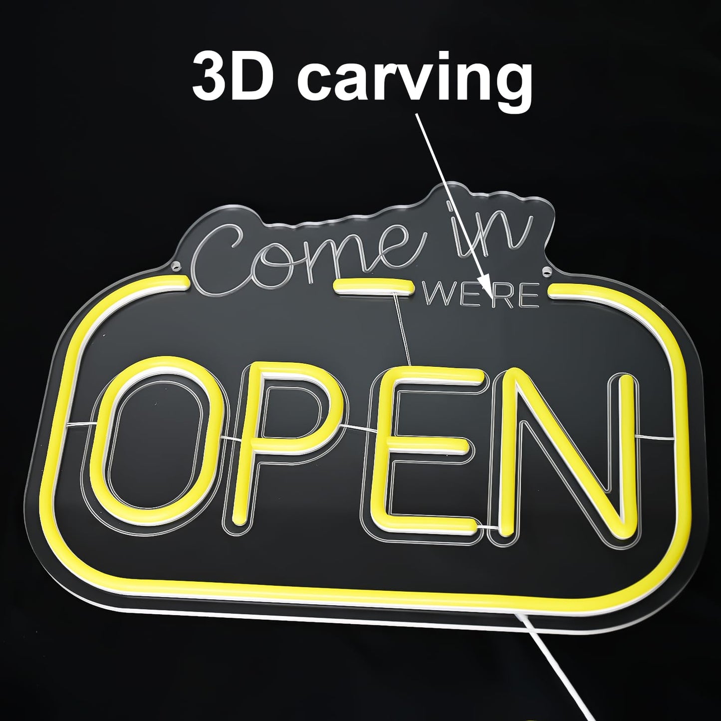 Come In We Are Open Neon Sign, LED Light for Business, Dimmable Yellow USB Wall Art Decor for Coffee Shop, Bar, Restaurant, Salon, Hotel
