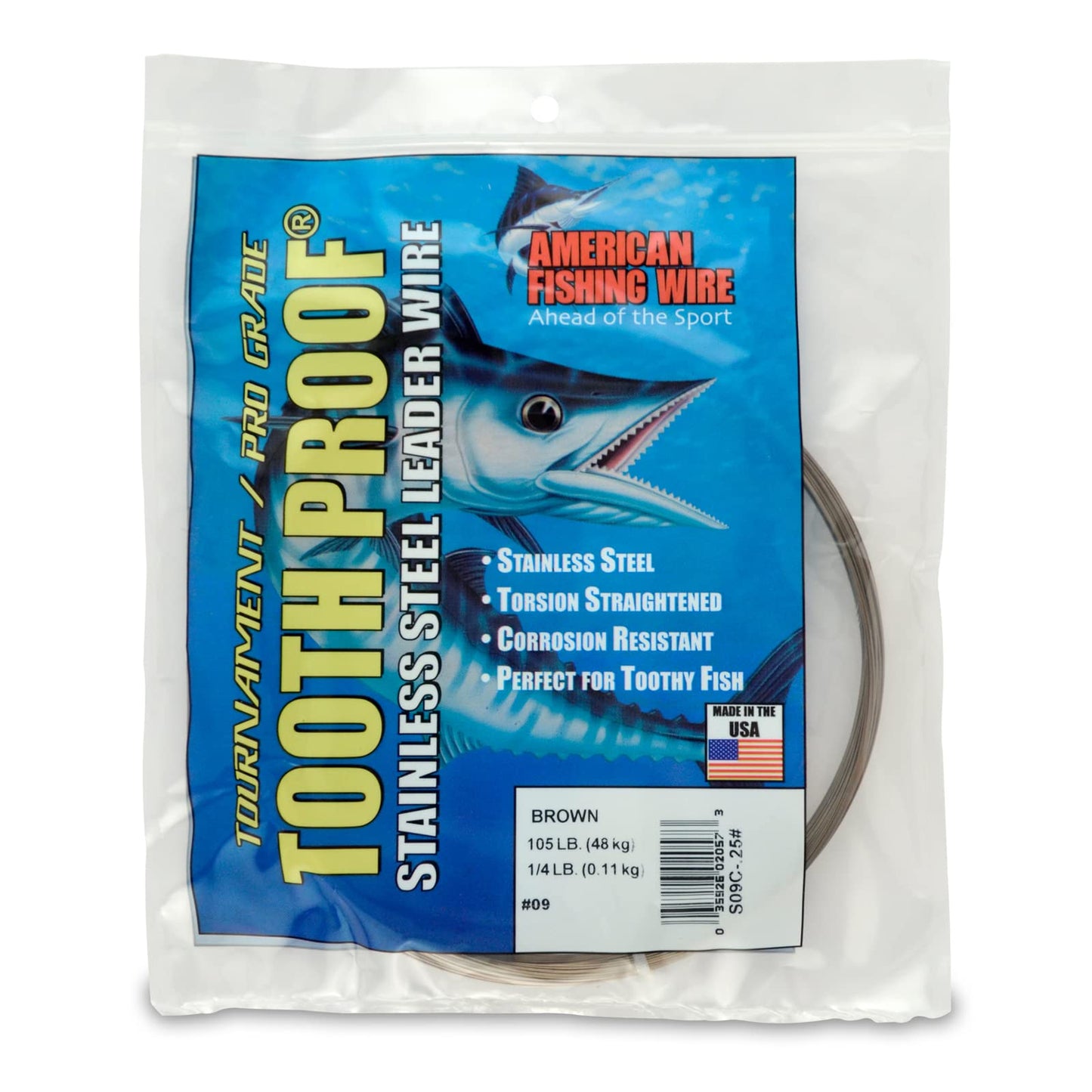 AFW #9 Tooth Proof Stainless Steel Single Strand Leader Wire, 105 lb Test, Camo, 192ft