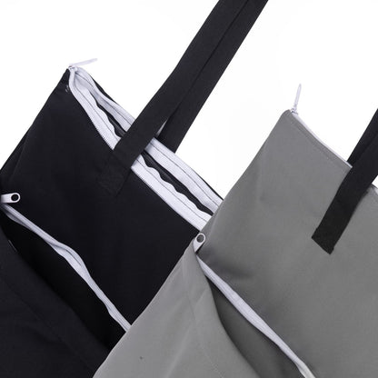 ALVABABY 2 Pack Large Wet Dry Bag Waterproof Hanging Cloth Diaper with Double Zippered Pockets 25x18 inches (Black and grey)