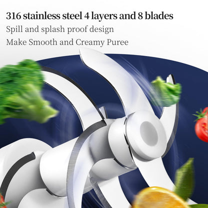 Baby Food Maker Mini Cute and Small Food Processor Puree Blender Grinder Chopper 1.2 Cup Glass Bowl with 6 Blade Electric (Spaceman-White(One Bowl))