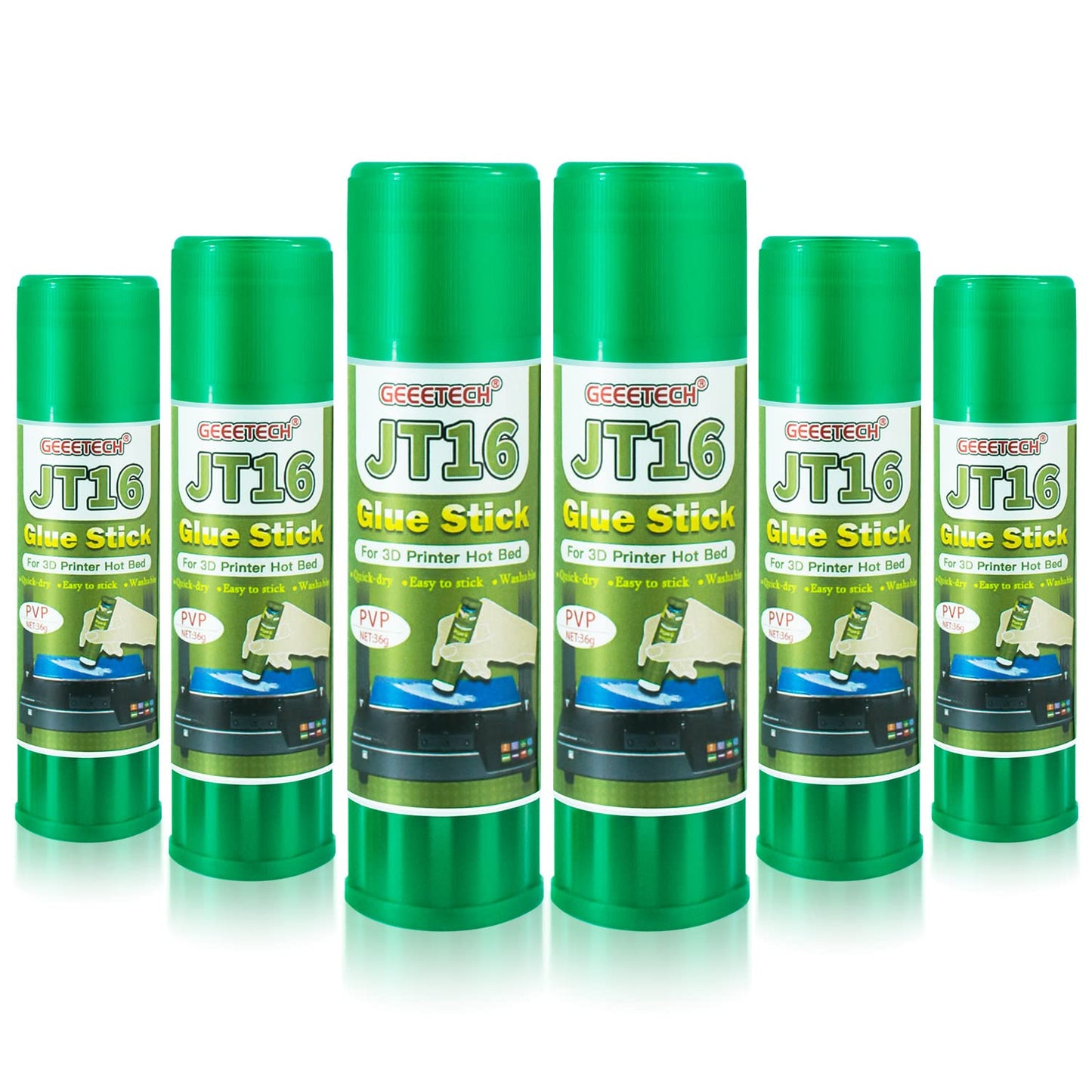 TEQStone 3D Printer Glue Stick 6 Pack, Perfect First Layer Adhesion, Prevents Warping on Heat Bed, Easy Release for ABS PLA PETG Filaments and Various Build Plate, 36g/1.27oz
