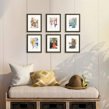 upsimples 8x10 Picture Frame Set of 5, Display Pictures 5x7 with Mat or 8 x 10 Without, Wall Gallery Photo Frames, Black