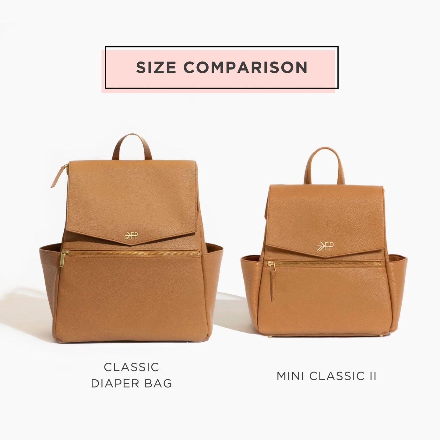 Freshly Picked Mini Diaper Bag II Backpack – Premium Vegan Leather Small Baby Bag with Changing Pad, Compact, Lightweight & Stylish for Moms On-the-Go, Butterscotch