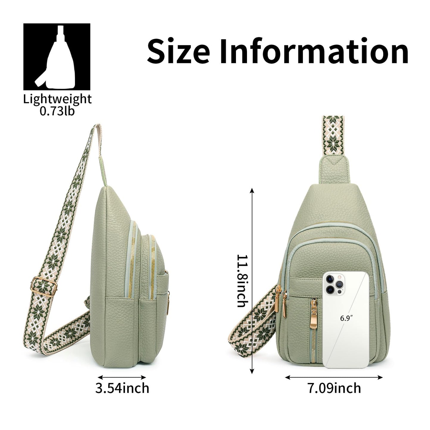 FALAN MULE Small Crossbody Sling Bags Fanny Packs Leather Purses Chest Bag for Women (Green)