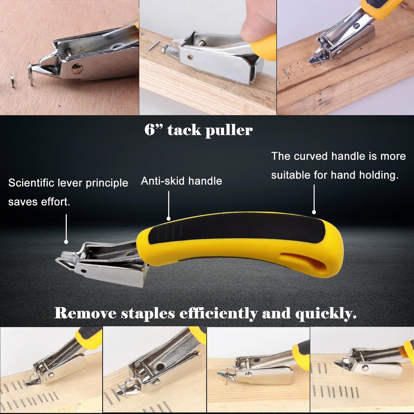 Sunxeke 4Pcs Upholstery Staple Remover Tool Set Including 7inch End Cutting Plier,V Tip Tack Puller,U Tip Tack Puller,Staple Remover,Nail Puller Carpet Remover for Furniture Floor Photo Frame