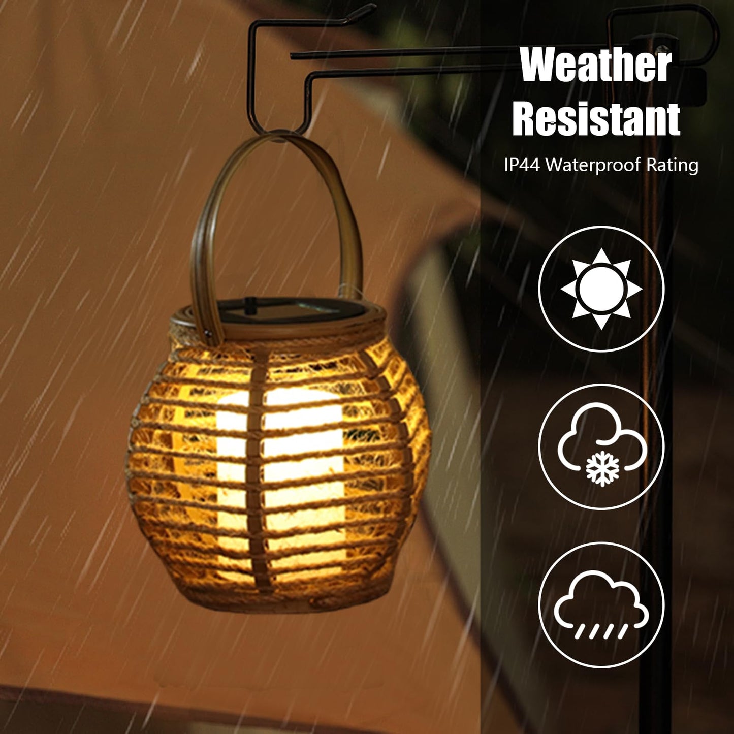 2 Pack Solar Lanterns Outdoor Waterproof, Pumpkin-Shaped Solar Lantern Hand-Woven Winding Bohemian Style Outdoor Lantern Hanging & Tabletop Decor for Garden/Patio Birthday Gifts for Women Mom Grandma