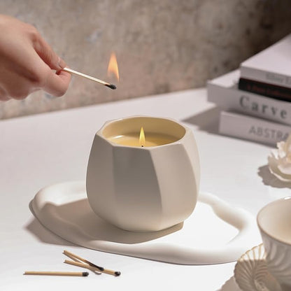 Scented Candle for Home Scented, Luxury Ceramic Candle Jar for Women & Men, Natural Soy Candle for Home Décor, Coconut & Tuberose Blossom