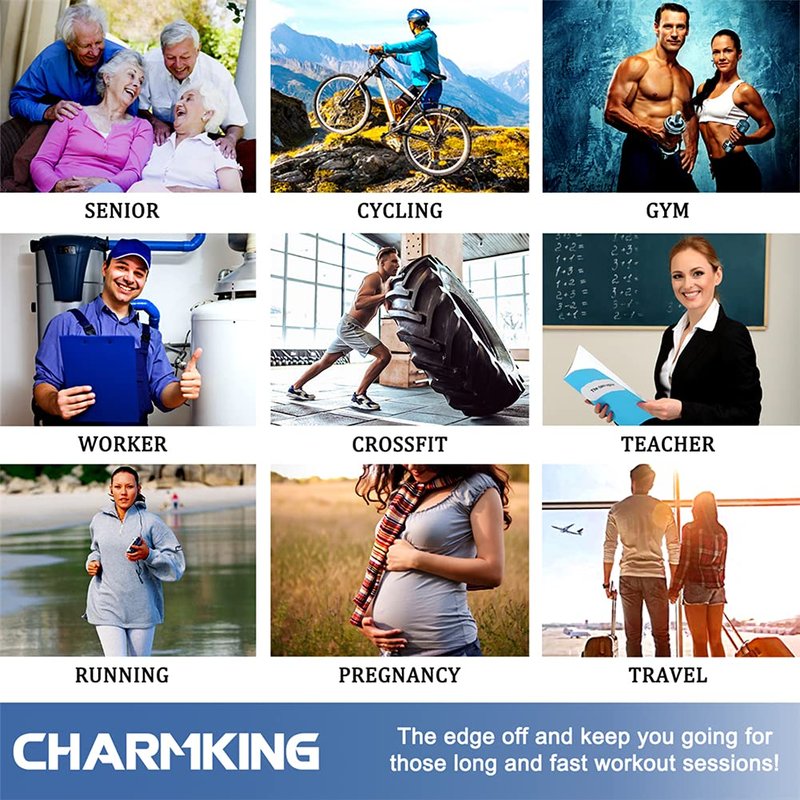 CHARMKING Compression Socks for Women & Men (8 Pairs) 15-20 mmHg Graduated Copper Support Calf Socks are Best for Pregnant, Nurses - Boost Performance, Circulation, Knee High Wide Calf(L/XL, Multi 20)