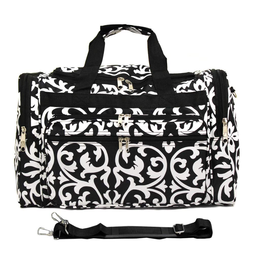 World Traveler Fashion Prints 19-inch Duffel Bag, Damask Black White