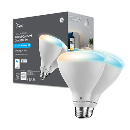 GE CYNC Smart LED Light Bulbs, Tunable White, Bluetooth and Wi-Fi, Works with Alexa and Google, A19 (2 Pack)