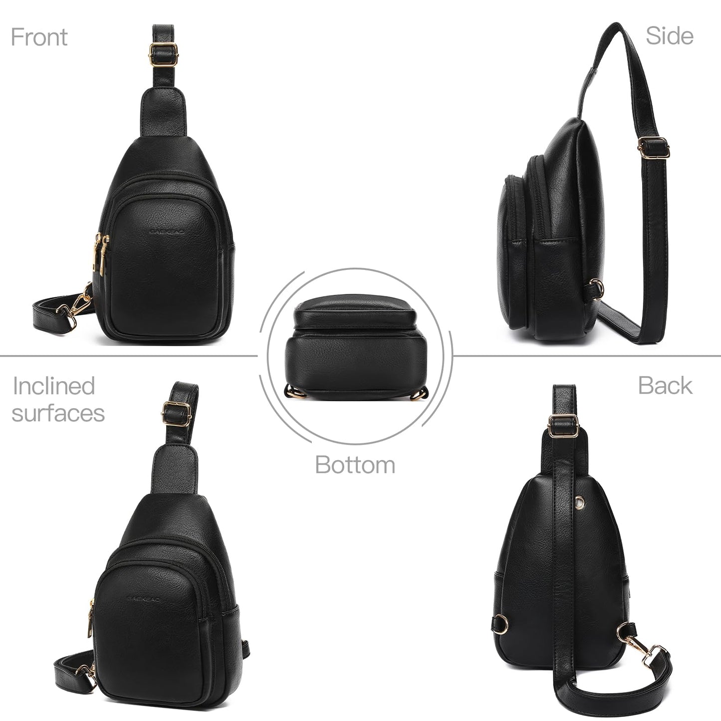 GAEKEAO Sling Bag for Women Small Cross Body Fanny Packs Trendy Chest Bag for Travel, Vegan Leather with Adjustable Strap