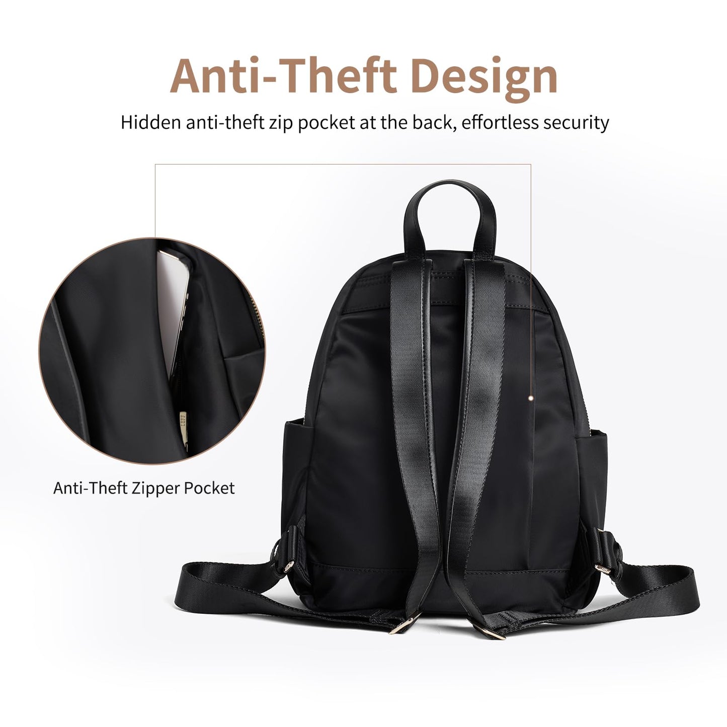 LEFFBAG Mini Backpack for Women Small Backpack Purse, Anti Theft Backpack Waterproof Lightweight Premium Oxford For Travel Work Shopping
