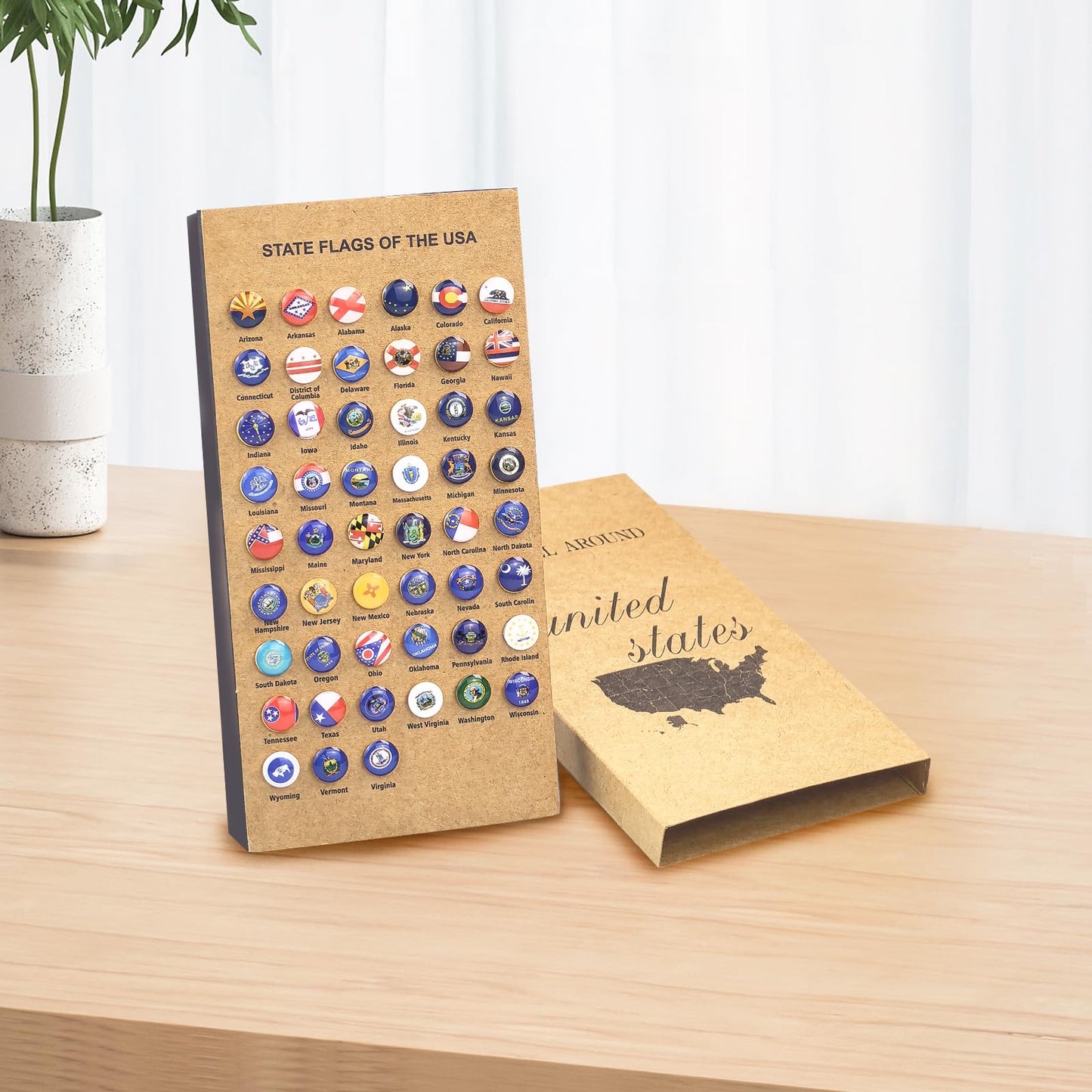 Pins for Cork Board, 51 pcs US State Flags Decorative Push Map Pins, for Marking Travel or School Home Office