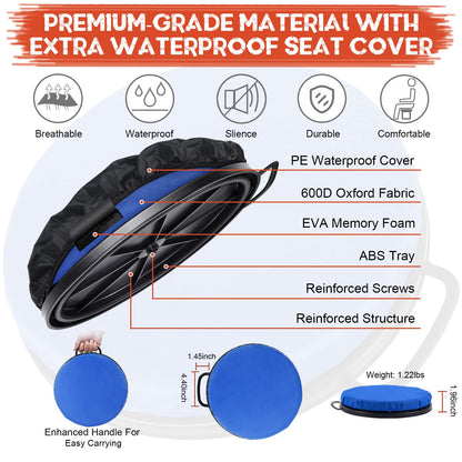 WarBull 5 Gallon Bucket Seat, 360-Degree Swivel Bucket Cushion, Padded Bucket Lid, for Baseball, Softball, Fishing and Hunting, Quiet, Comfortable, Waterproof, Blue