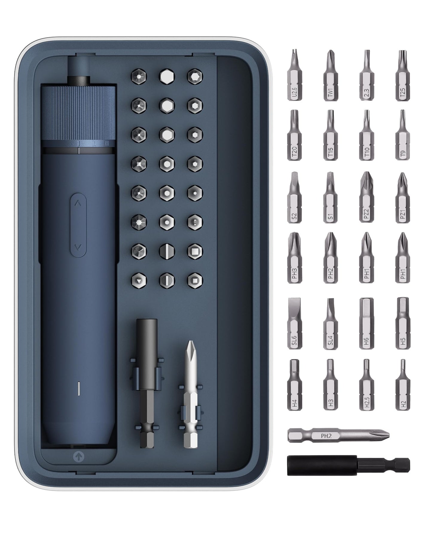 HOTO 25-Piece Upgraded Electric Screwdriver Kit, 1/4'' Hex, Magnetic Lid, 1500mAh Rechargeable Cordless Screwdriver, LED Light, Ideal for Furniture Assembly, Home Repair & Garage Projects