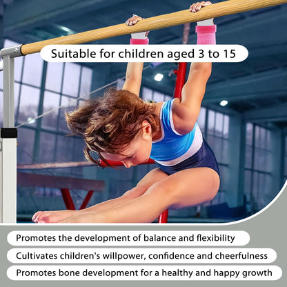 XDEMODA The Latest Model Gymnastics Bar for Kids Ages 3-15 for Home, Anti-Slip, Easy to Assemble, 35” to 55” Adjustable Height Gymnastic Horizontal Bars Equipment (Gym bar, White)