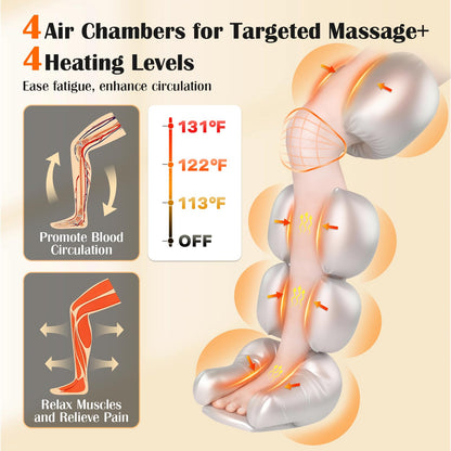 KEATFE Leg Compression Massager with Heat, Air Compression Boots for Circulation & Pain Relief, 6 Modes, 9 Intensities, 3 Heating, Gifts for Women Men Dad Mom Seniors
