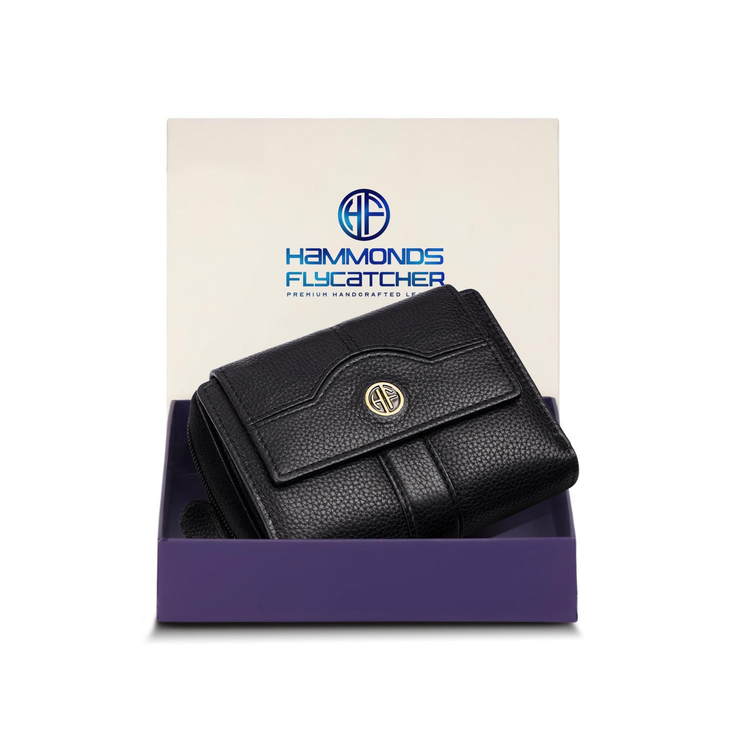 HAMMONDS FLYCATCHER Leather Ladies Wallet for Woman with 14 Card Slots - Clutch Purse for Women, Ladies Wallet for Women Stylish, Ladies Purse for Women Wallet, Purse for Woman, Black, 12.5 cm x 3 cm