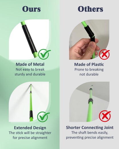 Josongslax Golf Alignment Sticks, 2 Pack Plastic 49" Collapsible Alignment Stick Golf Practice Rods Aid for Aiming, Putting, Swing Trainer, Posture Corrector with Tube Case, Golf Training Equipment