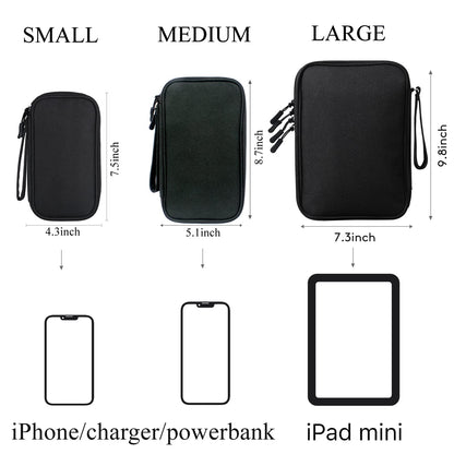 DDgro Travel Accessories Organizer Electronics Pouch for Keeping Certificates Charger/Power Bank/Cables/Mouse/Earphone (Medium, Black)