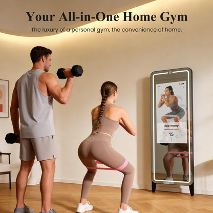 LumaVue Smart Fitness Mirror for Home Gym Workout, 32" Touchscreen & Open System, No Subscription Fees, Support Fitness Apps, Wall Mount & Free Standing, Can be Used with Home Workout Equipment