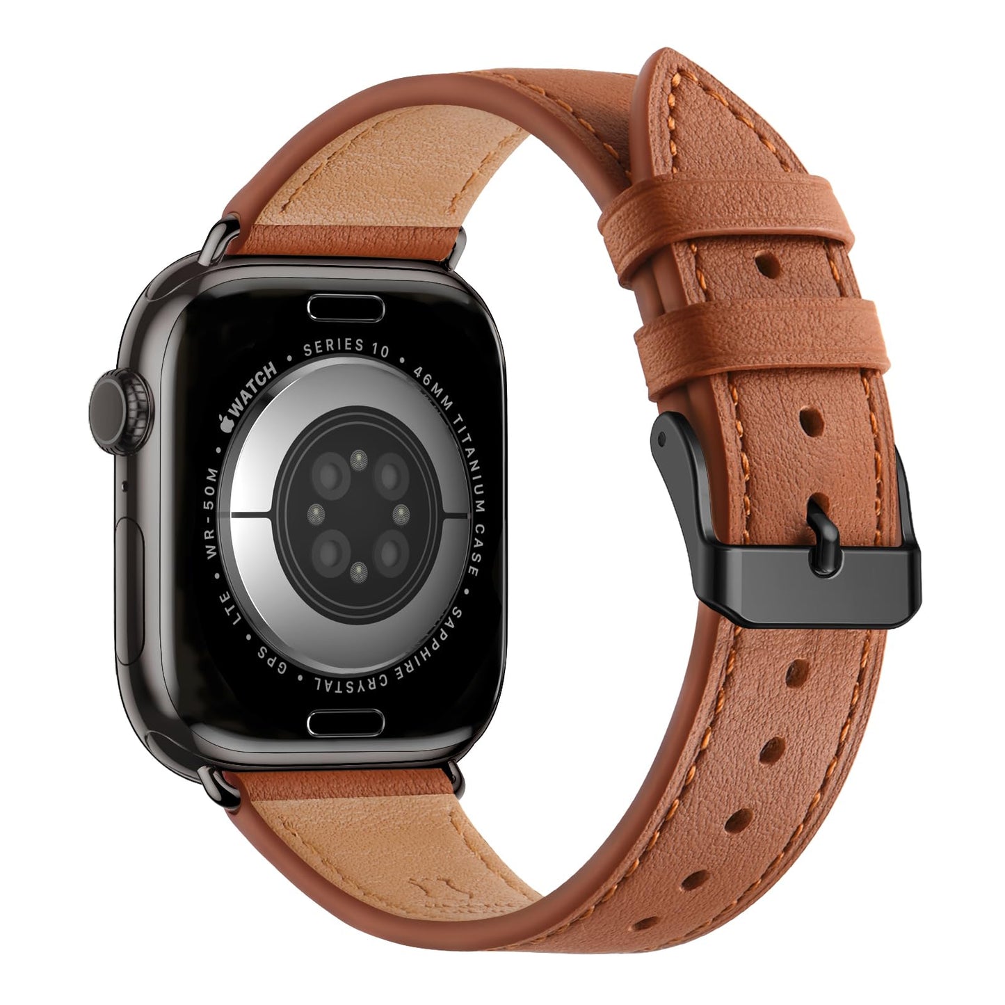 Bestig Leather Bands Compatible with Apple Watch Band 38mm 40mm 41mm 42mm(Series 10 11) for Women Men, Wristband Strap for iWatch SE3/2/1&Series 9 8 7 6 5 4 3 2 1(Brown+Black)