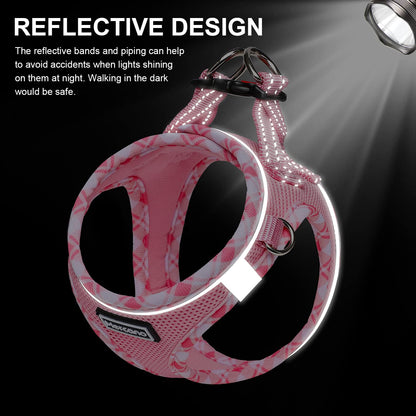 Mercano Soft Mesh Dog Harness and Leash Set, No-Chock Step-in Reflective Breathable Lightweight Easy Walk Vest Harnesses with Safety Buckle for Small Dogs, Cats (Pink, S)